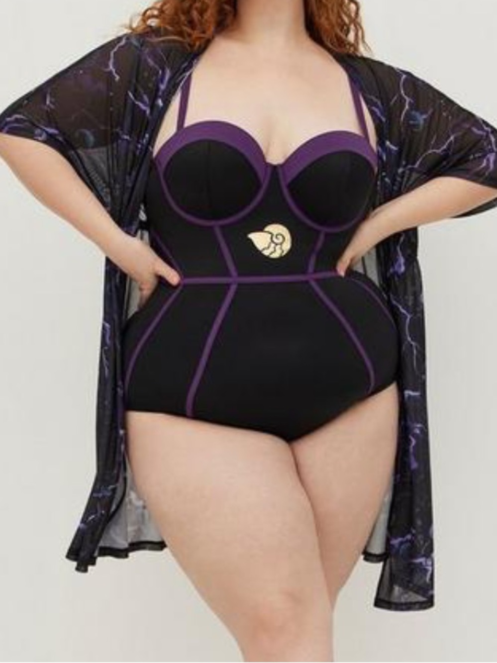 TORRID DISNEY LITTLE MERMAID ONEPIECE SWIMSUIT URSULA - Plus Size 3X (D/DD) - Picture 3 of 15